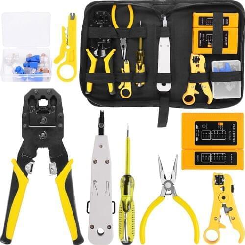Handskit RJ45 RJ11 RJ12 Network Repairing Plier Tool Kit with Cable Tester Spring Clamp Crimping Tool Crimping Pliers