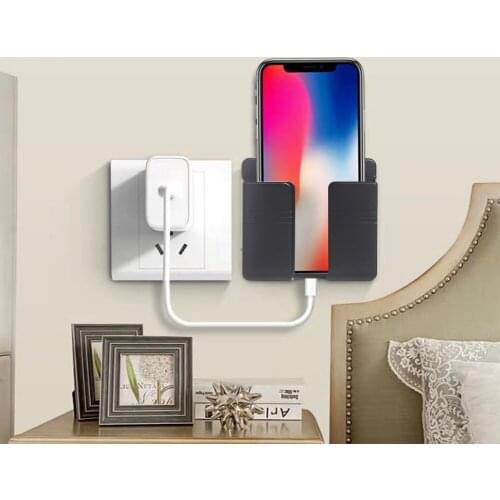 Wall Mounted Storage Box Remote Control Storage Organizer Case Phone Charging Holder Socket Storage Shelf Hotel Office Organizer