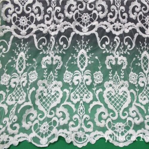 2016 New Embroidery Design African Net Lace Fabric White Mesh Tulle Lace, Nigerian French Guipure Cord Lace 5 Yards/lot