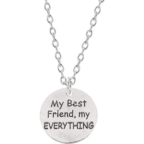 2020 New Simple Fashion Necklace Men And Women Round Zinc Alloy Pendant Good Friends Letter Personality Metal Holiday Gift