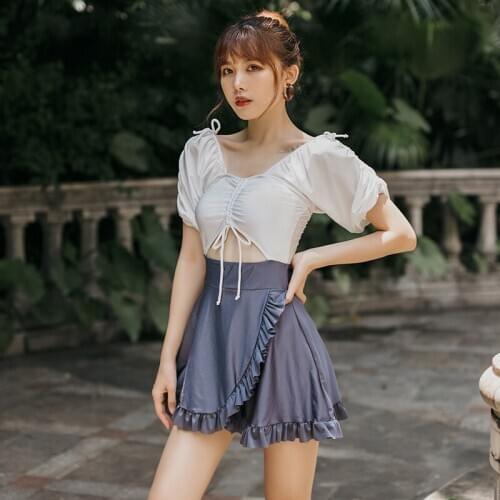 2021 New Korean One Piece Swimsuit Women Swimwear Beach Wear Female Monokini Sexy Beachwear Bathing Suit Swimskirt