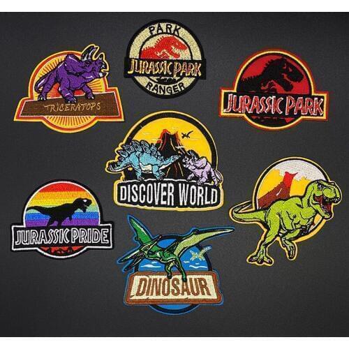 Jurassic Park Patch Embroidered Patches For Clothing Dinosaur Patch Iron on Patches DIY On Clothes Sticker Badge