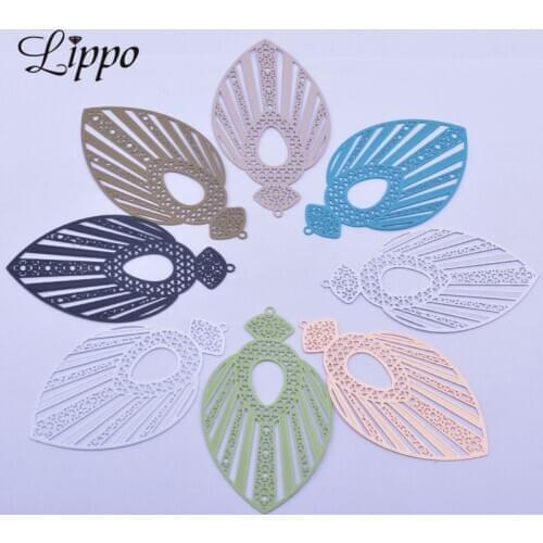 30pcs AA3781 39*70mm Brass Big Charms Rose Gold Large Earring Pendant For Woman Bijoux