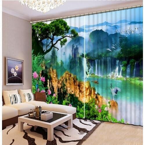 Blackout curtain Luxury Blackout 3D Window Curtains For Living Room Bedroom landscape cuerains stereoscopic curtains
