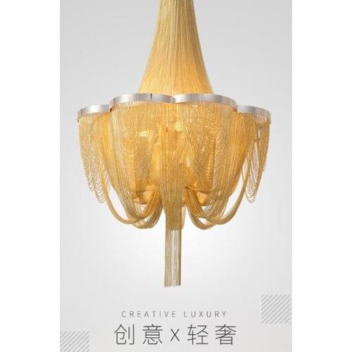 Modern silver chandeliers lighting living room luxury chandelier with golden fringe bedroom aluminum tassel lights for kitchen
