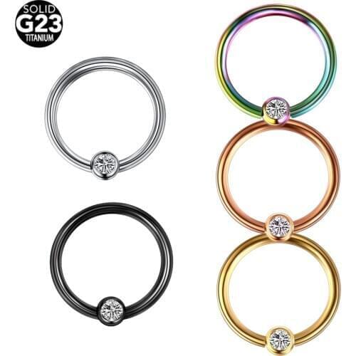 1Pc Titanium Captive Bead Ring Crystal Ear Hoop Nose Ring Ear Tragus Cartilalge Piercing Nipple Ring Body Jewelry Earring 16G