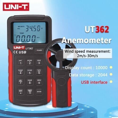 UNI-T UNIT UT361/UT362 Anemometer Digital Wind Speed Meter Tachometer Anemoscope 2-30m/s Split Type Anemometer with Data storage