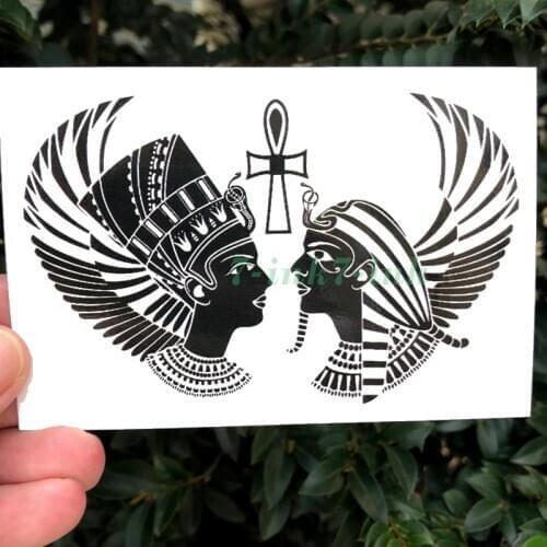 Waterproof Temporary tattoo sticker Ancient Egypt Pharaoh Queen Avatar totemWater Transfer fake flash tatto 10*7cm for men women