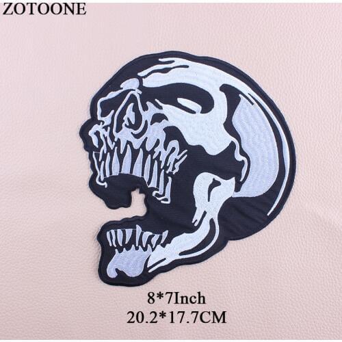 ZOTOONE Embroidery Big Skull Patch Biker Iron On Transfer Punk Patches Stickers For Clothes Jeans Applique Rock Cloth Patch DIY