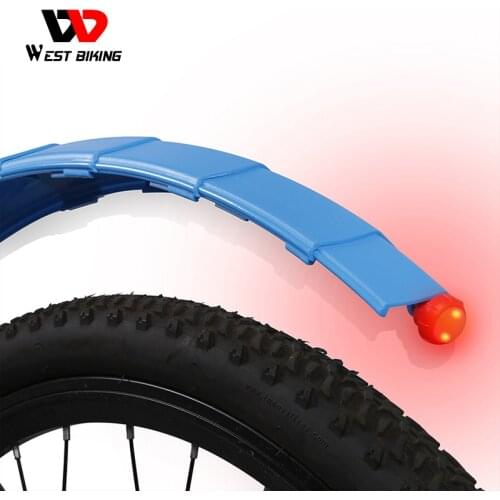 WEST BIKING Telescopic Bicycle Fender With Taillights Folding Front Rear Mudguards Set Cycling Quick Release MTB Bike Fenders