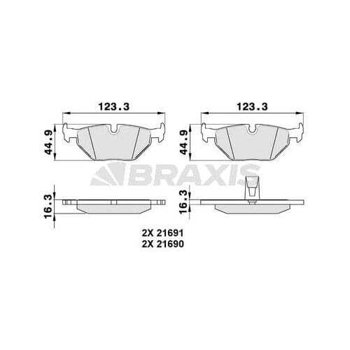 REAR BRAKE BALATASI BMW E39 34211163395 BRAXIS AA0148