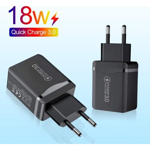 Cargador USB de carga rápida para teléfono móvil, adaptador de carga rápida 3,0 de 18W para iPhone 12 pro max 11 XR Xiaomi 10 9