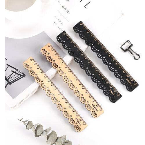 1pcs Stationery Small fresh Sweet Retro Lace Carving Wood ruler 15cm ruler