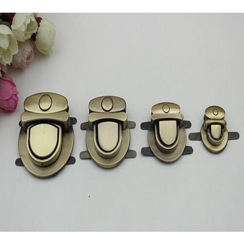 10 PCS/lot) high-end electroplating 4 bronze oval leather insert lock diy metal handbags decorative buckle accessories