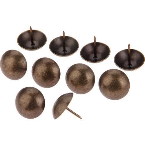 10pcs Upholstery Nails Antique Bronze 25mm*25mm Round Head Tack Stud Pushpin Decor Furniture Hardware Sofa Jewelry Box Door