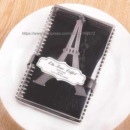 100pcs With Love Eiffel Tower Bookmark Silver Stainless Steel Bookmarks Tassels With Retail box Wedding Party Filler Gift Favour