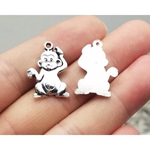15pcs/lot--22x16mm, Antique silver plated Monkey charms,DIY supplies,Jewelry accessories