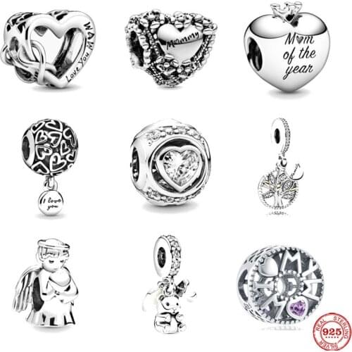 2020 new mother' day gift mom of the year family tree angle of love diy jewelry DIY bead fit Pandora charms silver 925 bracelet