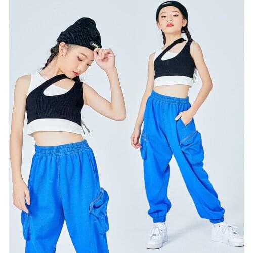 2021 New Jazz Performance Costumes Girls Hip Hop Clothing Children Modern Dance Street Dance Stage Outfits Rave Clothes DQS6892