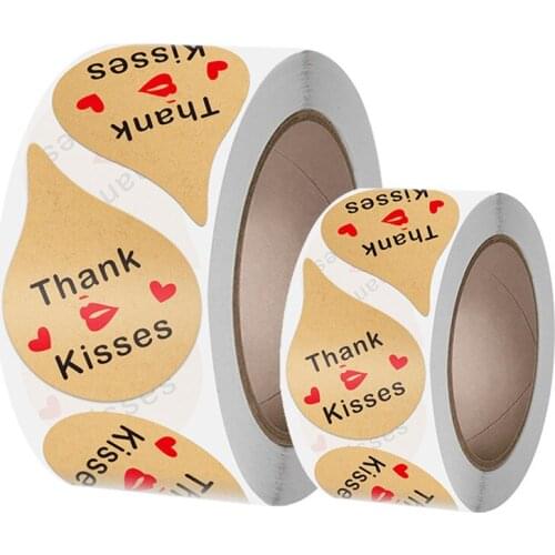 25mm"Thank You" Kraft Paper Stickers Adhesive Labels Festive Decoration Baking Wedding Decoration Birthday Party Sealing Sticker
