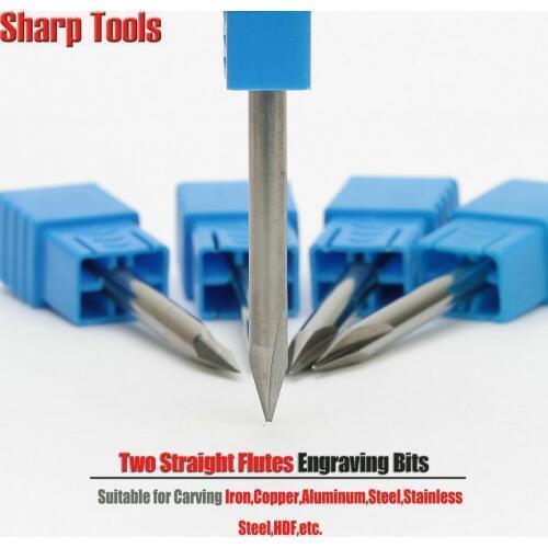4x0.8MM 30 Degree V Carve Two Flutes Straight Router Bit CNC Aluminium Milling Cutters for Metal Engraving 3D Carbide Mill Tool