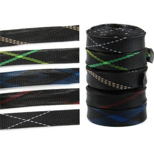 5 Colors 25mm Cable Sleeve Wire Mesh Shock For Cable Sets 150% Expandable PET Nylon Wire Protecting Braided Cable Sleeves 5M