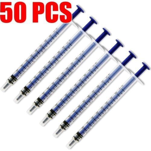 50pcs 1ml Plastic Disposable Injector Syringe For Refilling Measuring Nutrient For Feeding For Mixing Liquids No Needles ZSQ