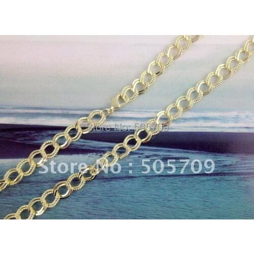 6PCS Gold Color plate textured chain necklaces 24"#20795