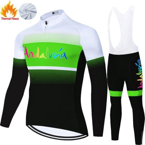 Andalucia Winter Thermal Fleece Camiseta Masculino Estivo Ropa Mallots Uniforme Hombre Abbigliamento Ciclismo Completo Ciclismo