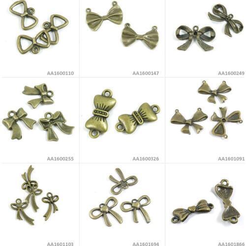 Antique Bronze Tone Jewelry Making Charms Bowtie Bowknot Connector Bow Tie Bracelet Pendant Necklace