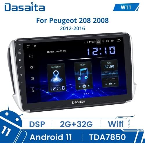 Dasaita 10.2" Android 10 Car GPS Player for Peugeot 208&2008 2012-2020 with Octa Core 4GB Ram Auto Radio Multimedia GPS NAVI 4G