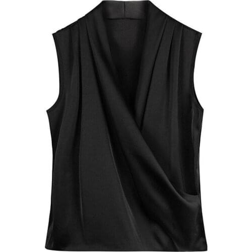 2021 Beautiful Womens Blouses Summer 2021 Chiffon V Neck Plus Size Women Blouses Satin Office Black Women Elegant Shirts Silk