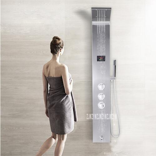 BMSK306 Upgraded Intelligent Thermostatic Shower Panel Stainless Steel Shower Panel Home Shower Faucet Set Bathroom Shower Panel