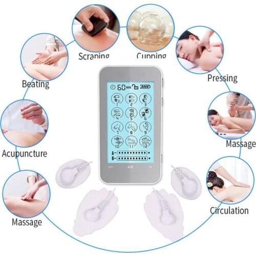 Tens Unit Muscle Stimulator12 Mode Tens EMS Machine Device Touchscreen Massager Intensity Deep Tissue Shoulder Pain Relief