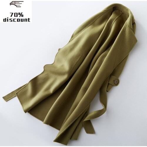 Double Size Real Wool Coat 2020 Autumn Winter Jacket Women Alpaca Coats and Jackets Women Korean Long Jacket MY