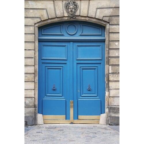 Blue Door Brick Wall Photography Backgrounds Vinyl Cloth Backdrop Photo Studio for Children Baby Portrait Pets Toy Photophone