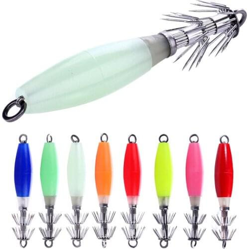 HENGJIA 5pcs/lot Set Shrimps Fishing Lures Kit Luminous Plastic Artificial Squid Jig Baits 10CM 15.5G