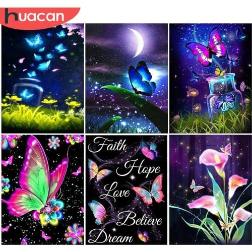 HUACAN 5D DIY Diamond Painting Butterfly Full Square New Arrival Diamond Embroidery Animal Diamond Mosaic Cross Stitch Wall Art