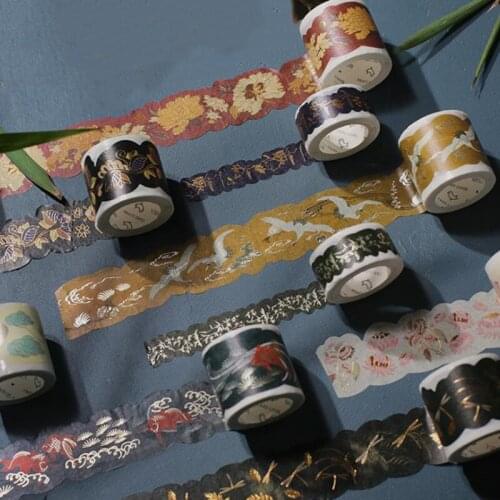 1Pcs Vintage Beautiful Animal Flowers Washi Tape DIY Diary Decoration Planner Scrapbook Masking Tape School Office Supplies