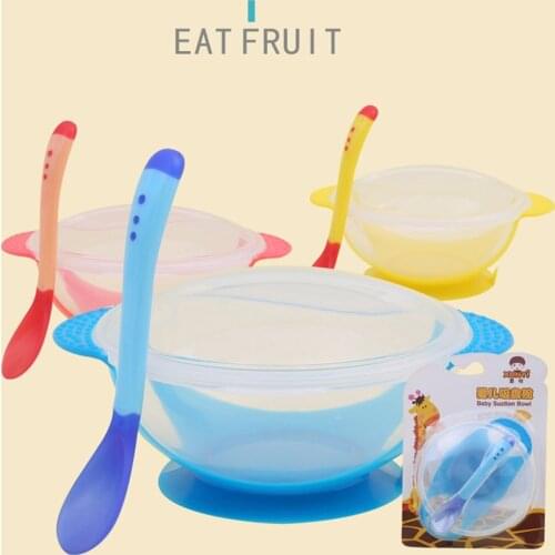 Temperature Sensing Feeding Spoon Child Tableware Food Bowl Learning Dishes Service Plate/Tray Baby Dinnerware Set