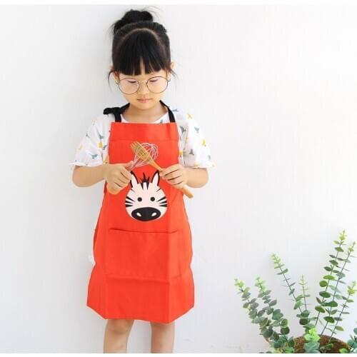 Childrens apron cartoon cute kindergarten apron baking handmade class anti-fouling apron cotton animal overalls