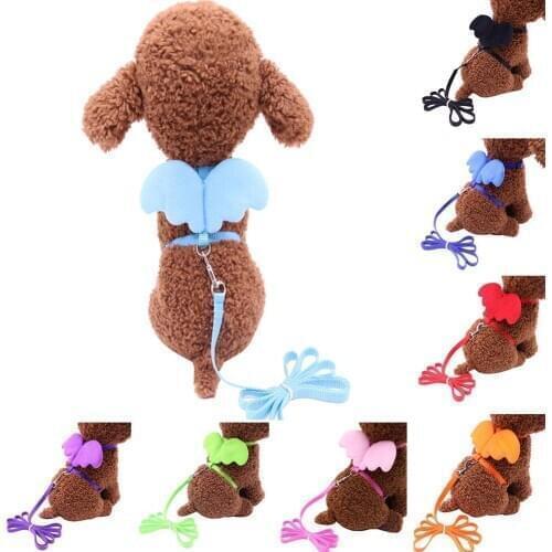 Cute Solid Color Mini Wing Nylon Pet Harness Chest Strap Dog Cat Lead Leash
