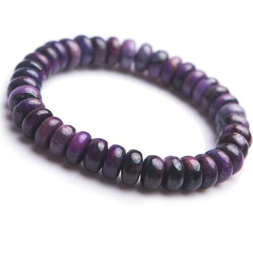 Genuine Purple Natural Sugilite Bracelets Healing Crystal Gems Abacus Bead Stretch Fitness Bracelets For Women Femme AAAAAA