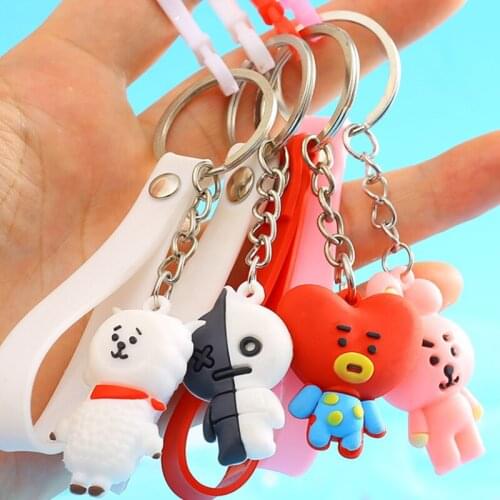 2021 New Fashion Stereo Cute Cartoons Keychain Key ring Creative Cartoon Mobile Phone Bag Car Pendant Fun Keychain kids gift