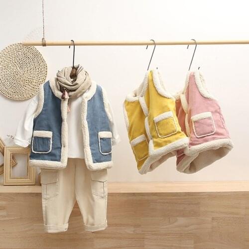 Autumn and Winter Children Lambs Waistcoats Korean Style Baby Girls Boys Cute Warm Vests Toddlers Kids Clothes Sleeveless Coats