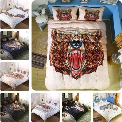 3D Printed Elephant Lion Duvet Cover Boys Quilt Cover Animal Bedding Set Duvet Covers Owl Bedding Cover Pillow Case Luxury Set