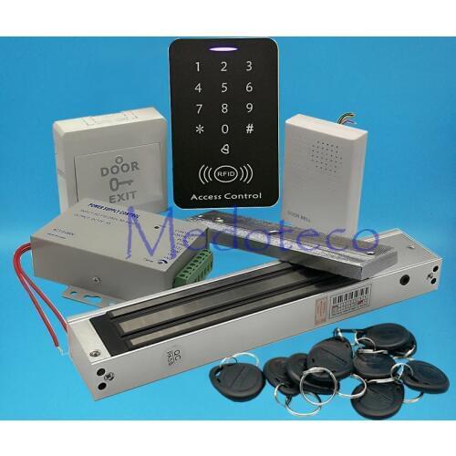 Full 125khz Rfid Card Wood Metal Door Access Control System Kit EM Card Access Controller +600lbs Magnetic Lock + Power Supply