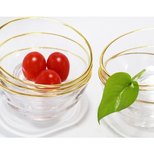 Transparent Gold Edge Mini Bowls Glass Bowls for Kitchen Prep Dessert Dips and Candy Dishes Stackable Dishware Safe Clear Bowl