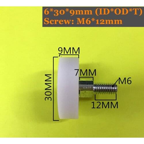 6x30x9mm POM Bearing With M6x12 Screw 10Pcs PU Pulley Wheels 696 Deep Groove Ball Bearing Sealed Bearing Used on Door and Window