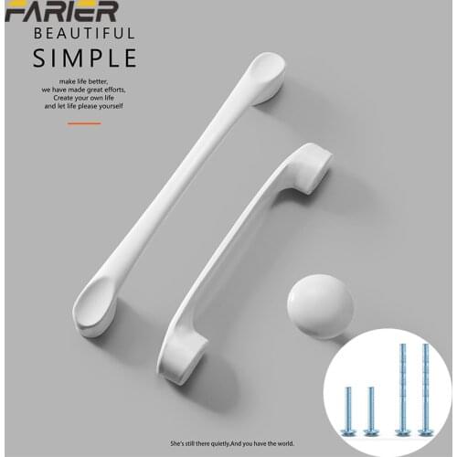 Modern and simple Fuji white thumb type cabinet wardrobe drawer aluminum alloy solid handle